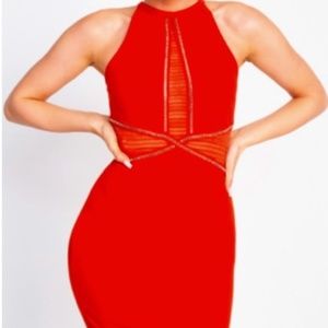 Rhinestone Trim Halter Dress